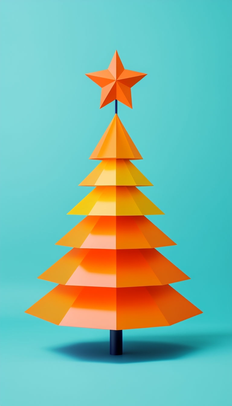 Vibrant Minimalist Geometric Christmas Tree Design Mobile Wallpaper