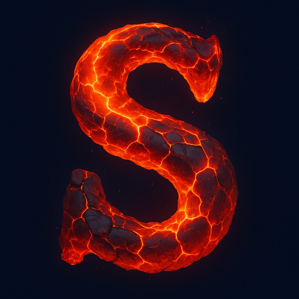 Molten Lava 'S' Monogram Art with Fiery Orange Glow Monogram