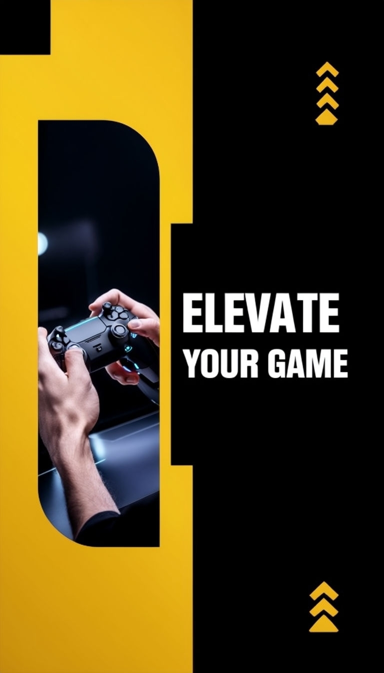 Dynamic Gaming Advertisement Featuring Hands and Controller Design Ads