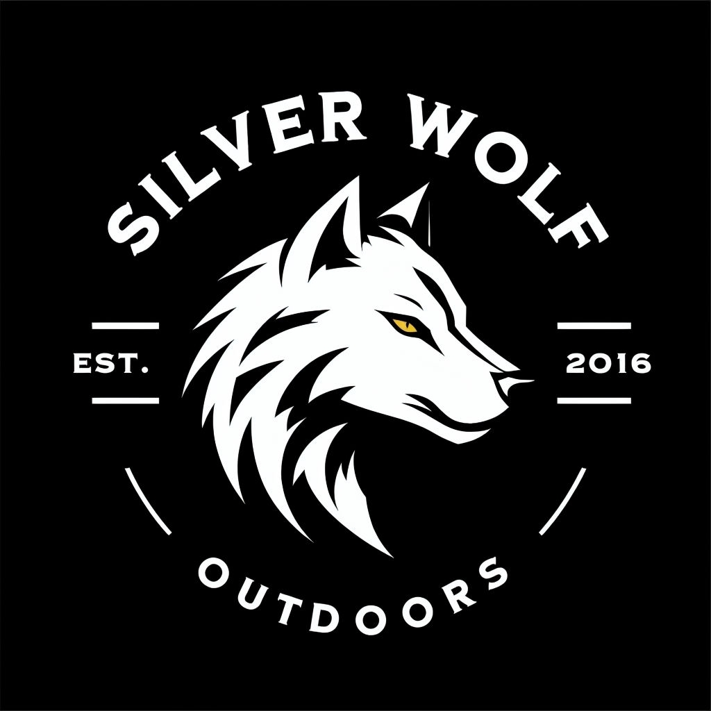 Striking Silver Wolf Minimalist Logo with High Contrast Design