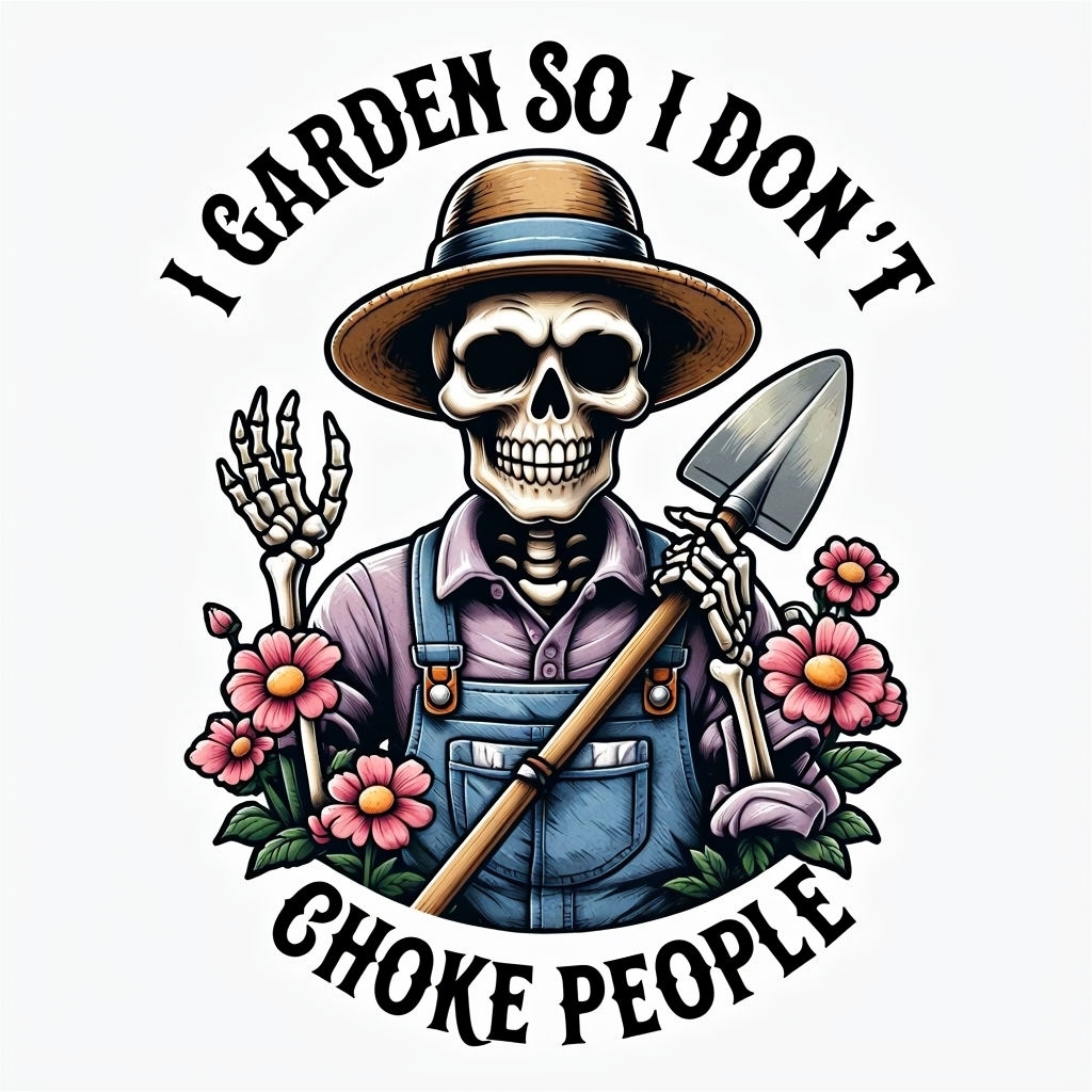 Whimsical Skeleton Gardener with Funny Quote T-Shirt