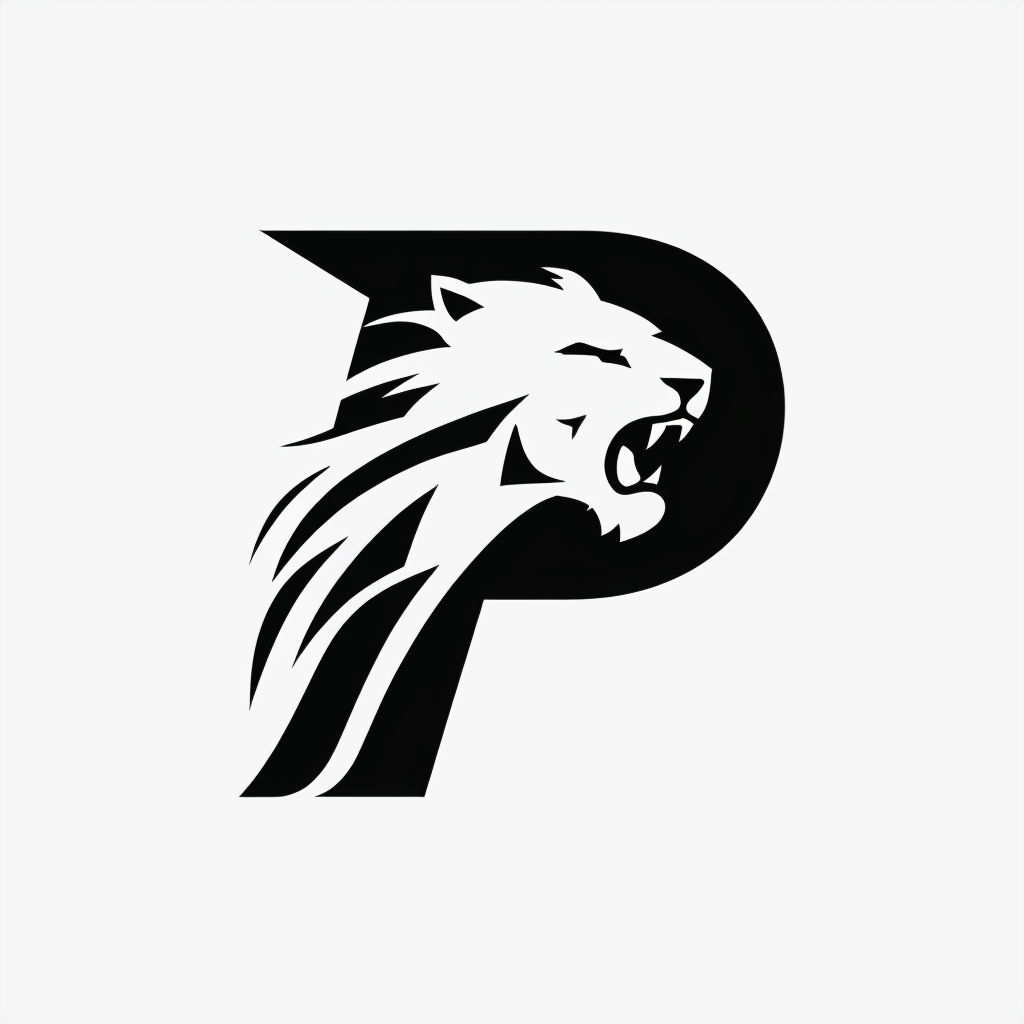 Dynamic Minimalist Black 'P' Lion Head Logo