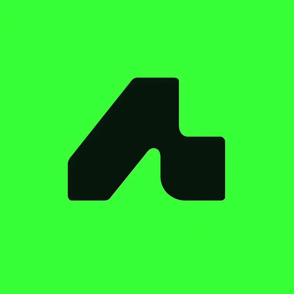 Bold Black Geometric 'A' Symbol on Lime Green Background Logo