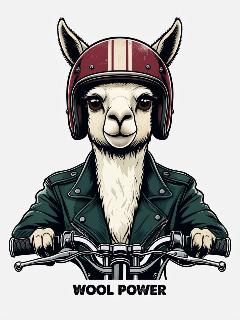 Vintage Comic Style Confident Llama with Wool Power T-Shirt