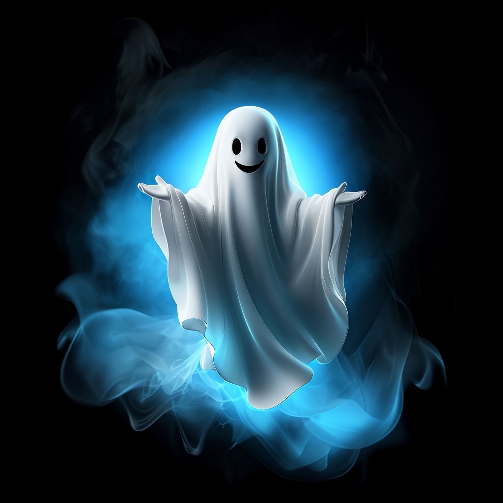 Friendly Ghostly Figure with Blue Glow Halloween Art Poster