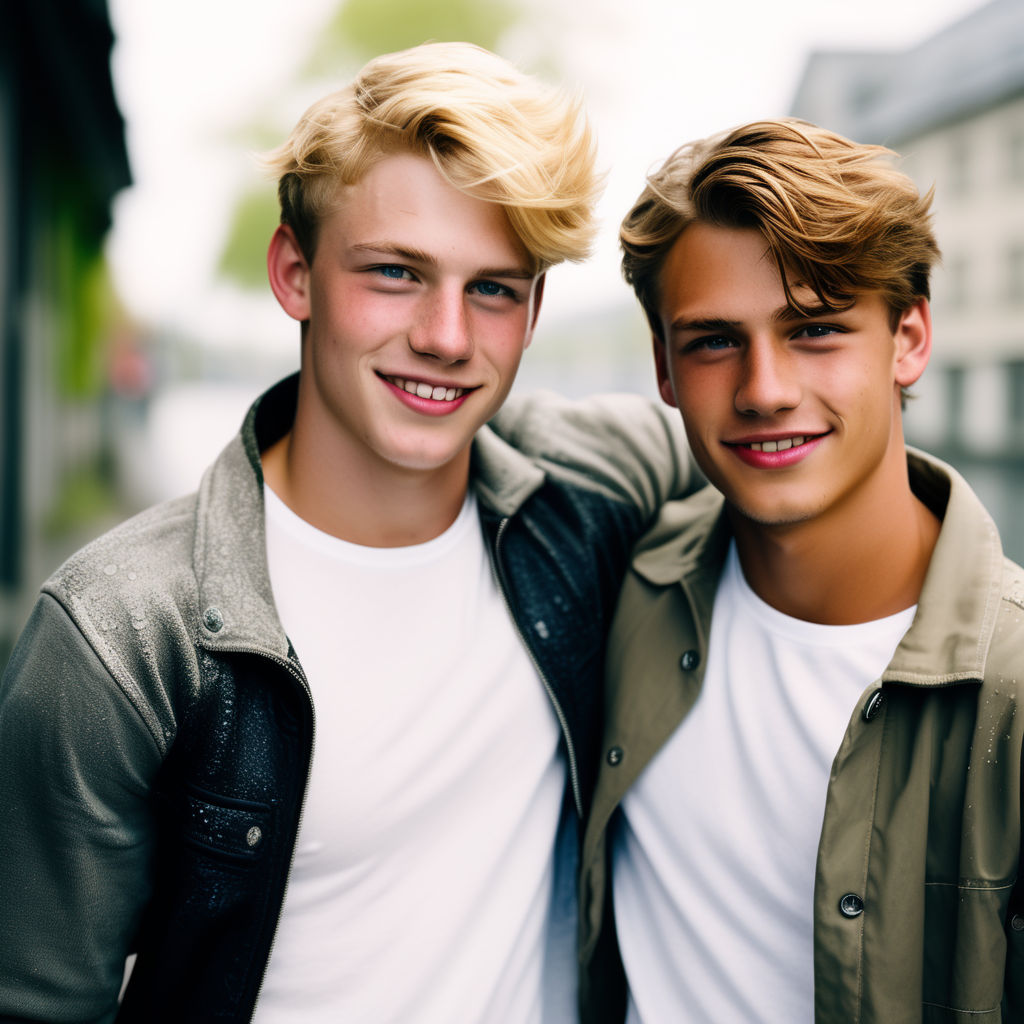 two 16-year-old skinny lean blond gay boys