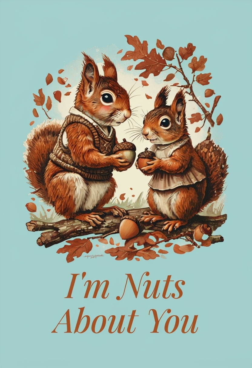 Bashful Squirrel Offering Acorn I'm Nuts About You T-Shirt