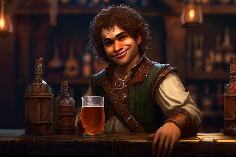 Dnd halfling barman by Maksym Soshyn - Playground