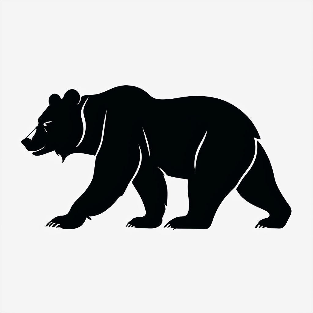 Black Silhouette of a Walking Bear Vector Sticker