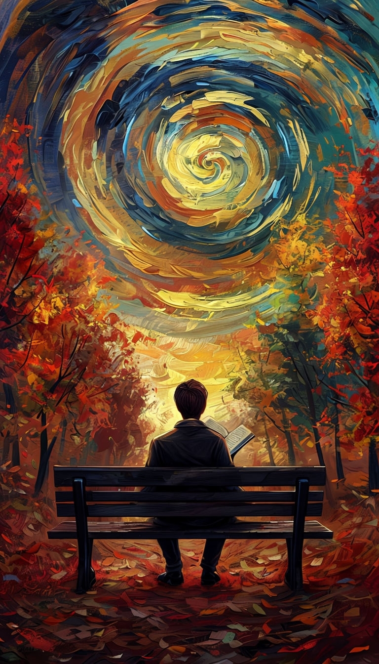 Serene Autumn Scene with Swirling Sky Phone Case Cover