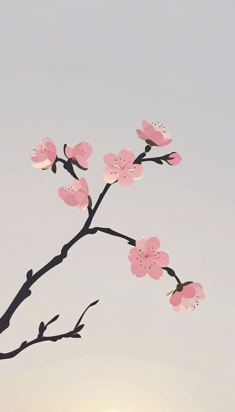 Tranquil Cherry Blossom Branch Against Dawn Sky Phone Case Cover
