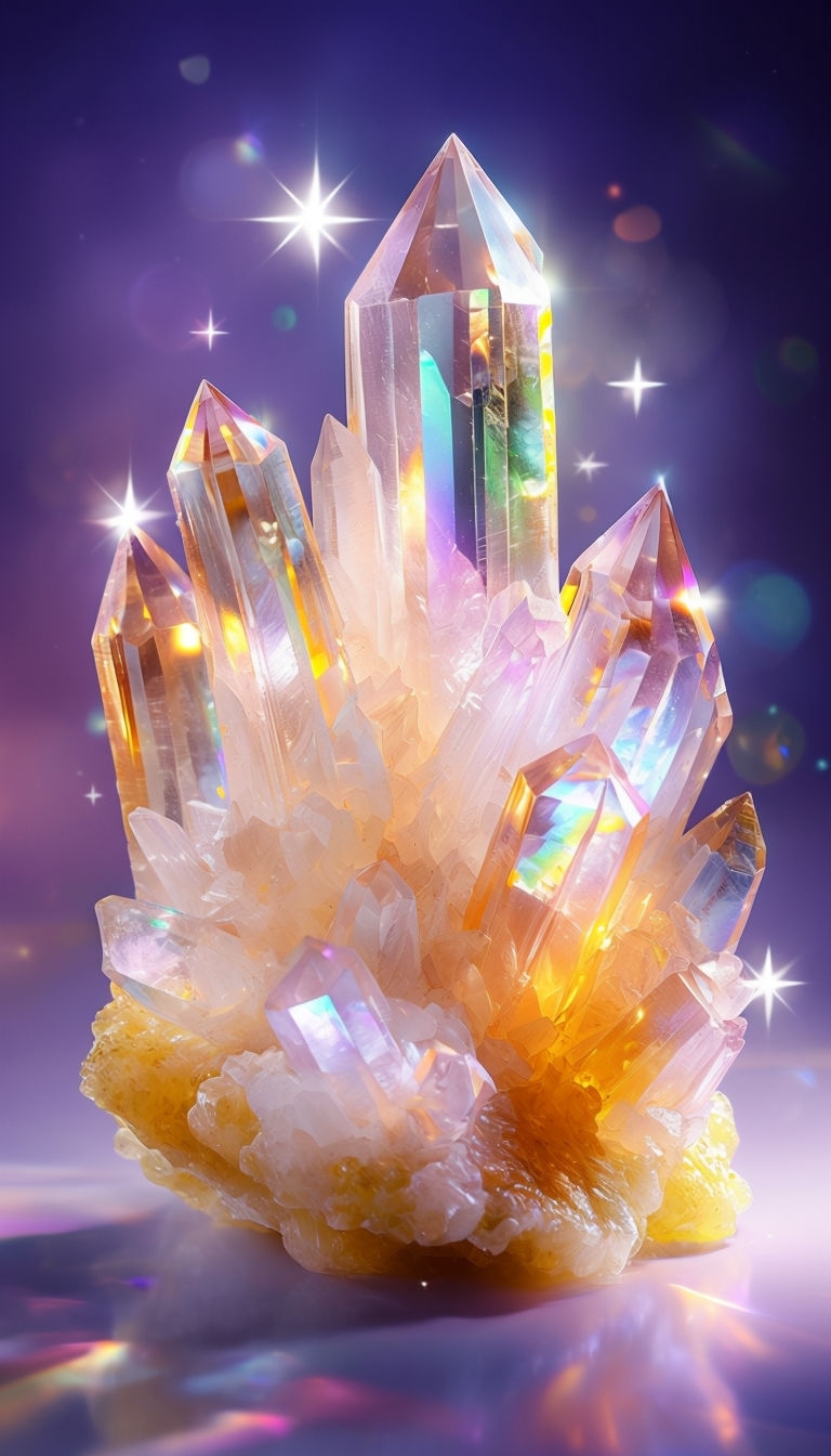 Iridescent Crystal Cluster Macro Photography Mobile Wallpaper