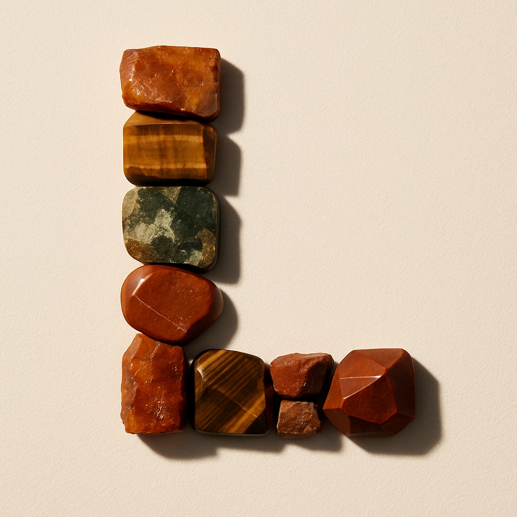 Polished Stones Forming Letter L on Beige Background Monogram