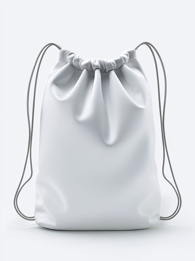 Minimalist White Drawstring Backpack Product Mockup