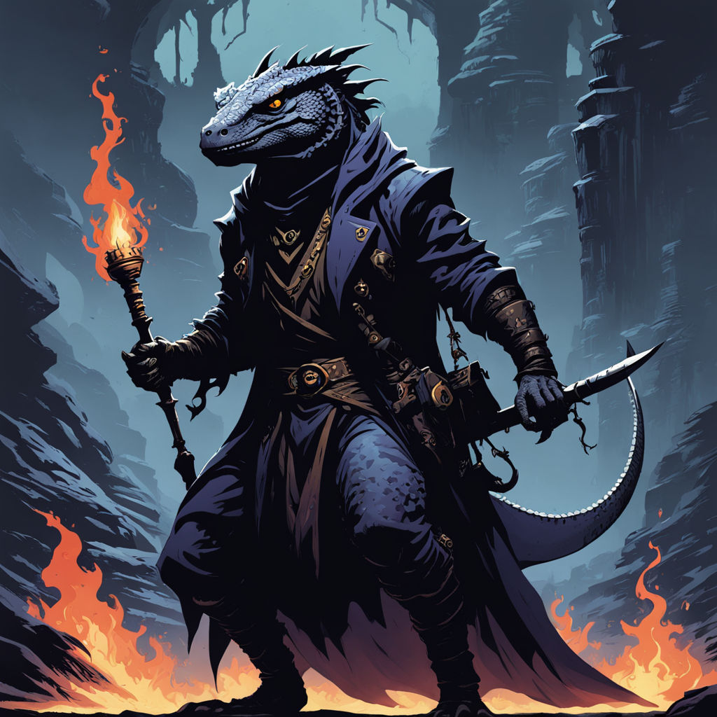 Dark Lizardfolk iguana mage sorcerer warlock shadow dark mag... by ...