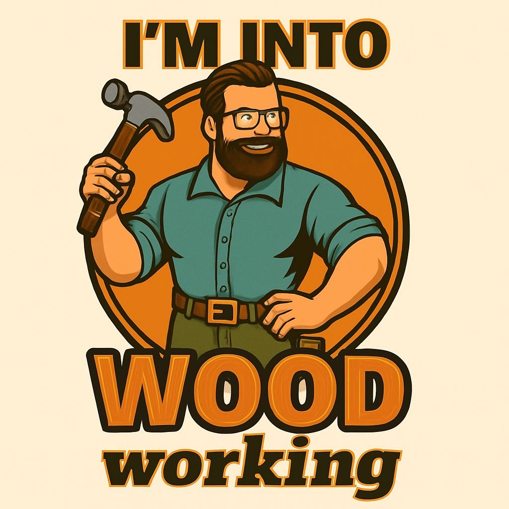 Bearded Man with Hammer I'm Into Wood Humor T-Shirt