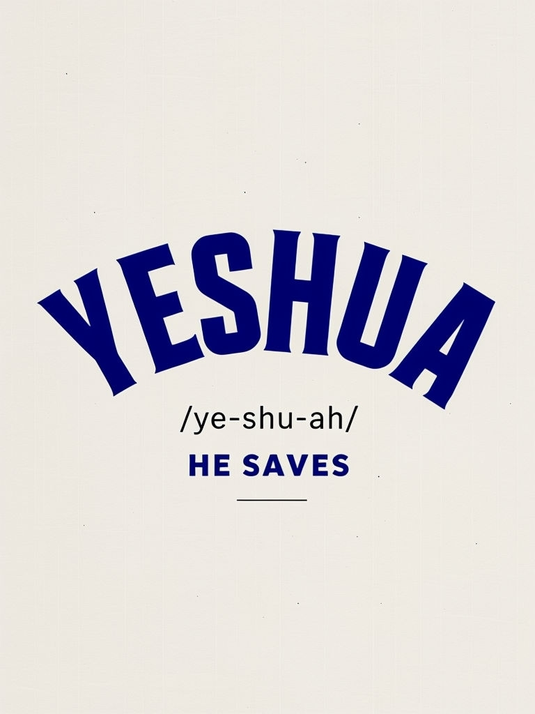 Minimalist Navy Blue YESHUA Typography Design T-shirt