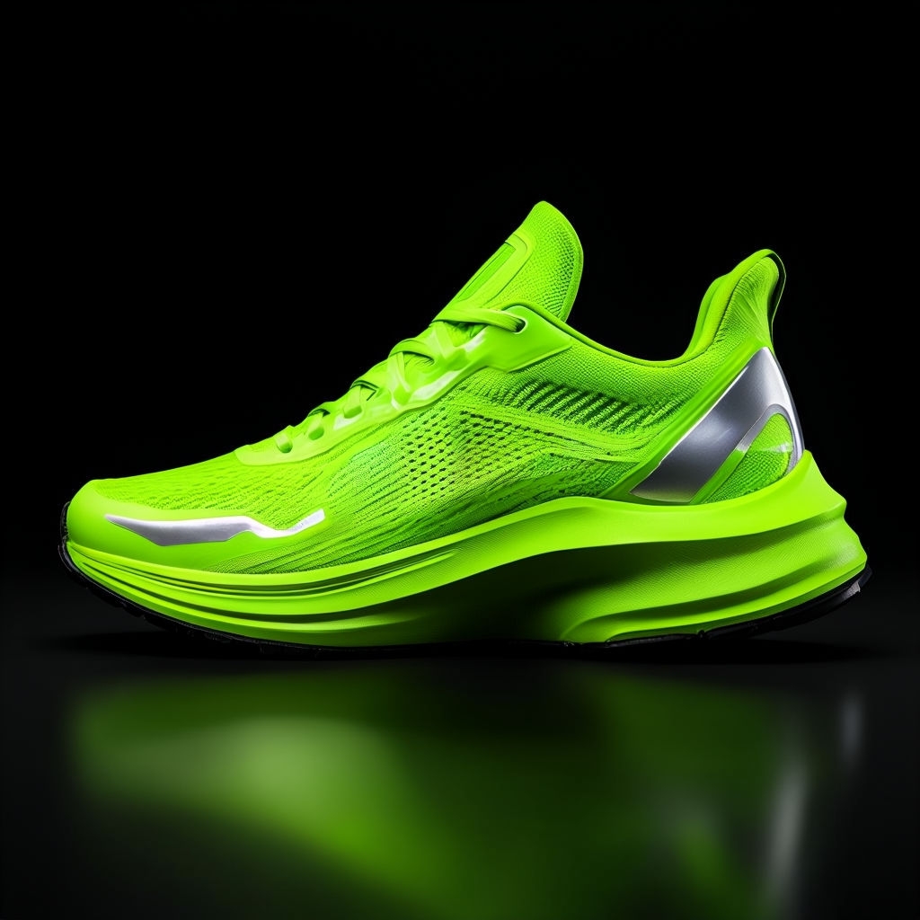 Vivid Modern Neon Green Running Shoe Mockup - Playground