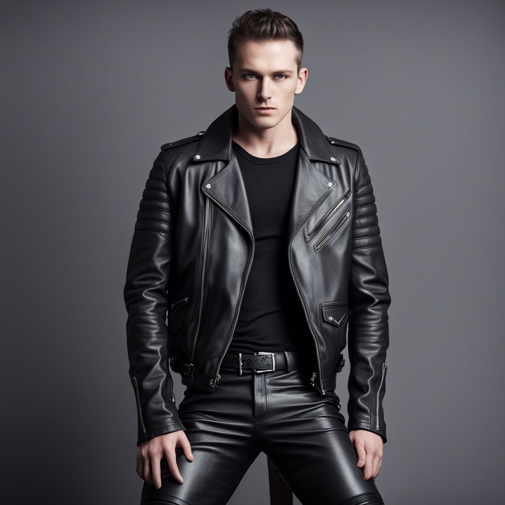 wearing dark leather clothing