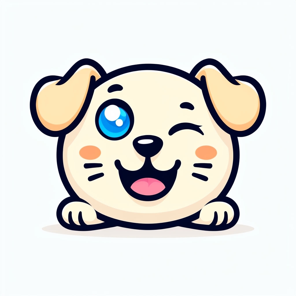 Charming Playful Cartoon Dog Face Illustration Sticker
