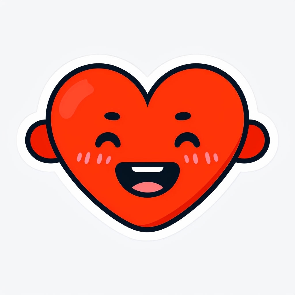 Cheerful Kawaii Heart Character Cartoon Sticker