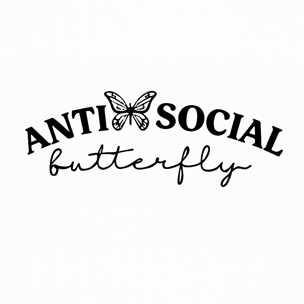 Minimalist ANTI SOCIAL Butterfly Logo Design Mug