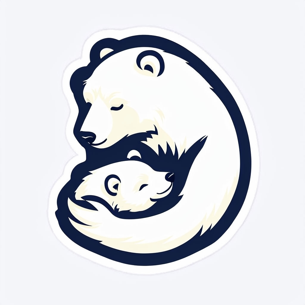 Heartwarming Cartoon Polar Bears Embracing Sticker