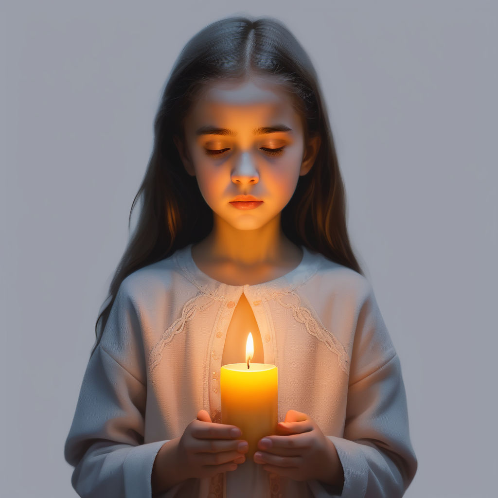 Girl with candle in hands praying by Wilin Smith Londoño - Playground