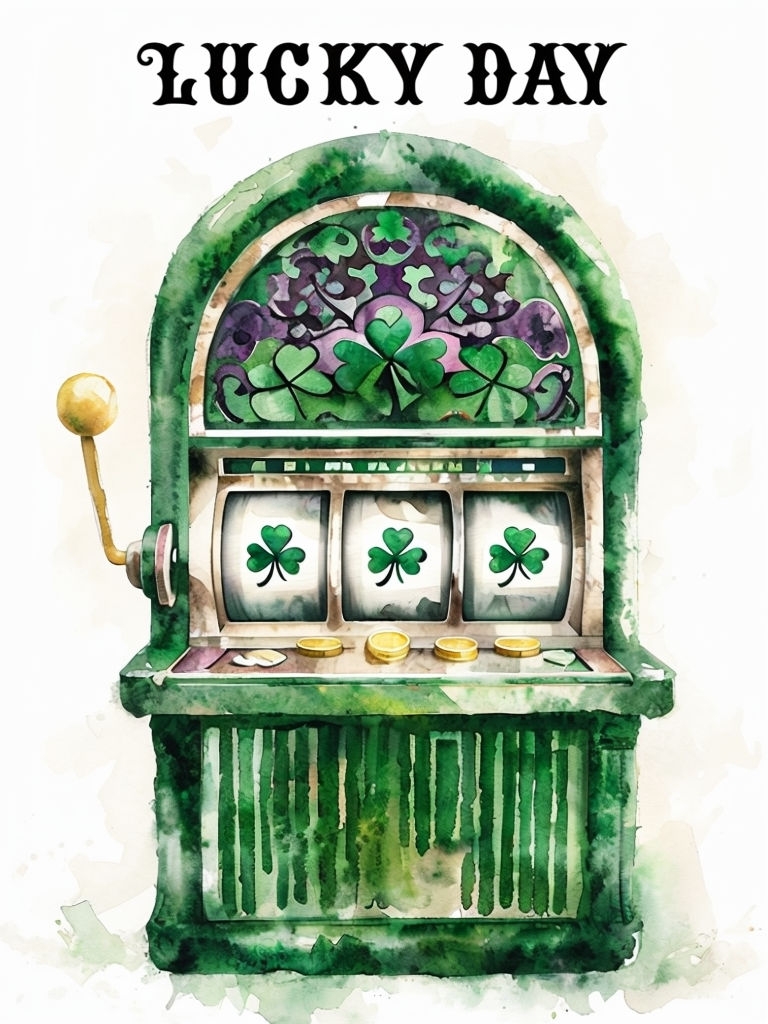 Vintage Watercolor Lucky Day Slot Machine Invitation Design