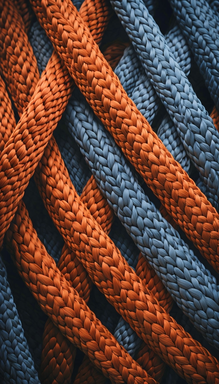 Braided Ropes in Burnt Orange and Steel Blue Mobile Wallpaper