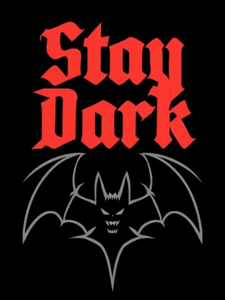 Bold Gothic 'Stay Dark' Design with Bat Illustration Poster