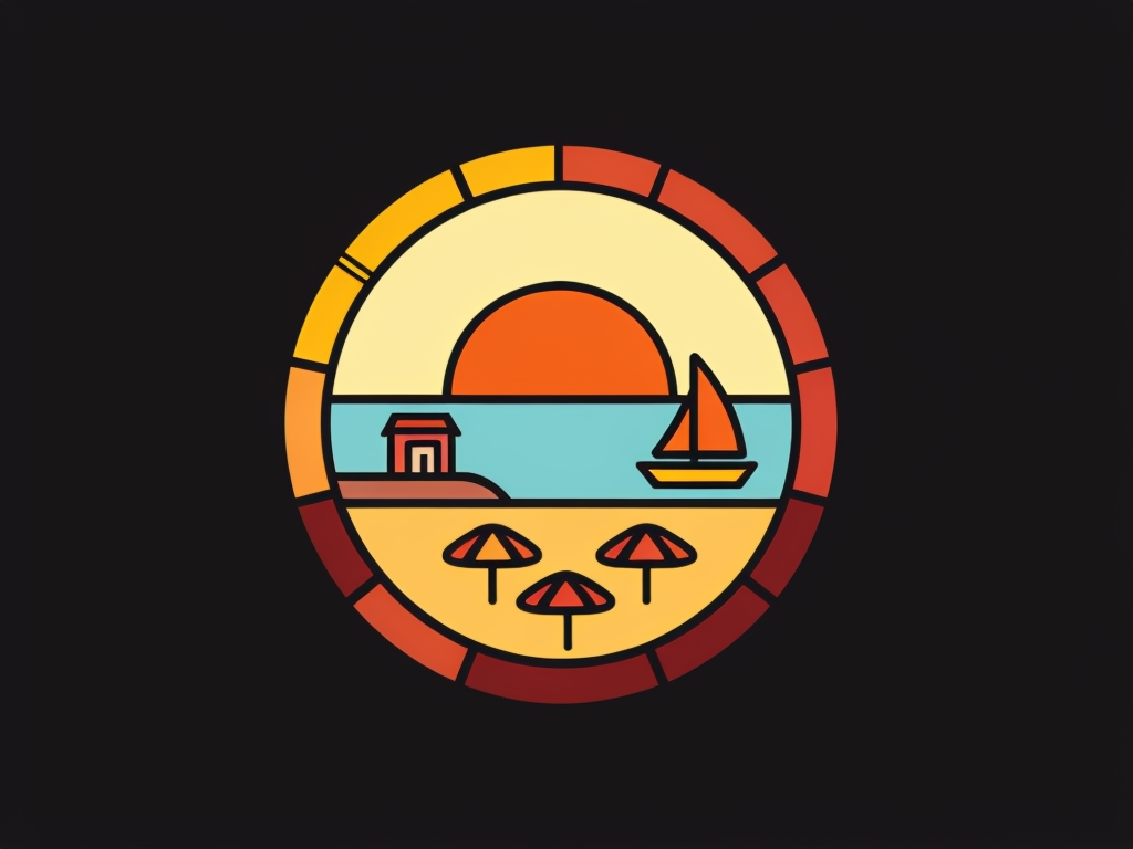 Minimalist Sunset Scene Circular Logo