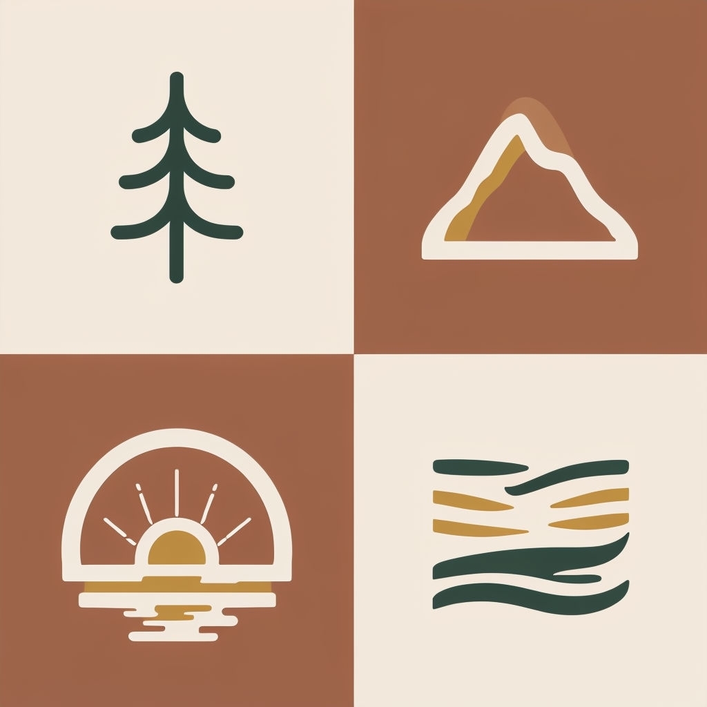 Nature-Inspired Minimalist 2x2 Grid Design Seamless Pattern