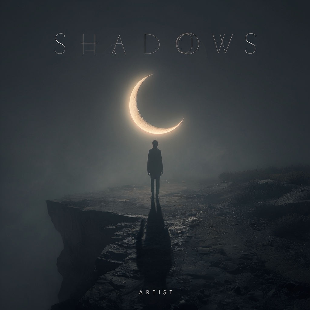 Eerie Shadows Under Glowing Crescent Moon Album Cover