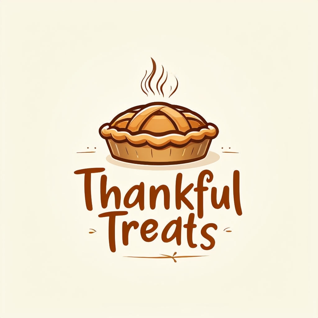 Whimsical Thanksgiving Pie Logo for Thankful Treats Bakery