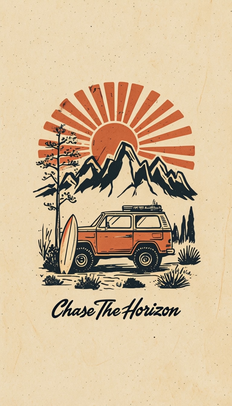 Vintage Off-Road Vehicle Adventure Chase The Horizon Poster