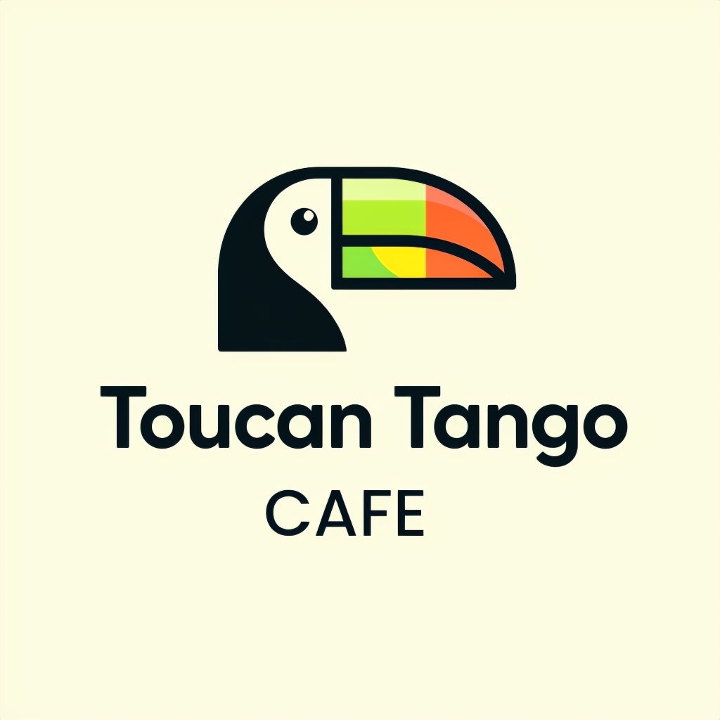 Vibrant Toucan Tango Cafe Logo Design with Minimalist Touch Logo