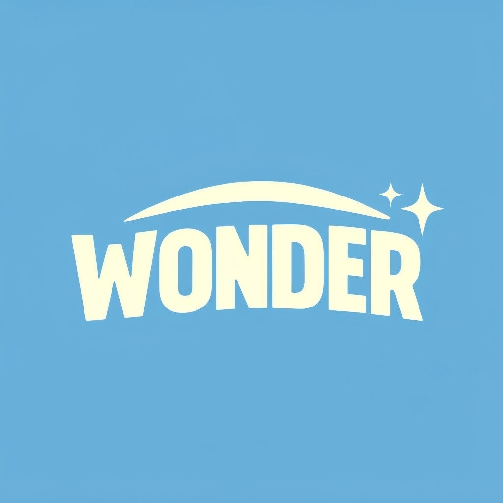 Minimalist Cream and Sky Blue WONDER Logo Design