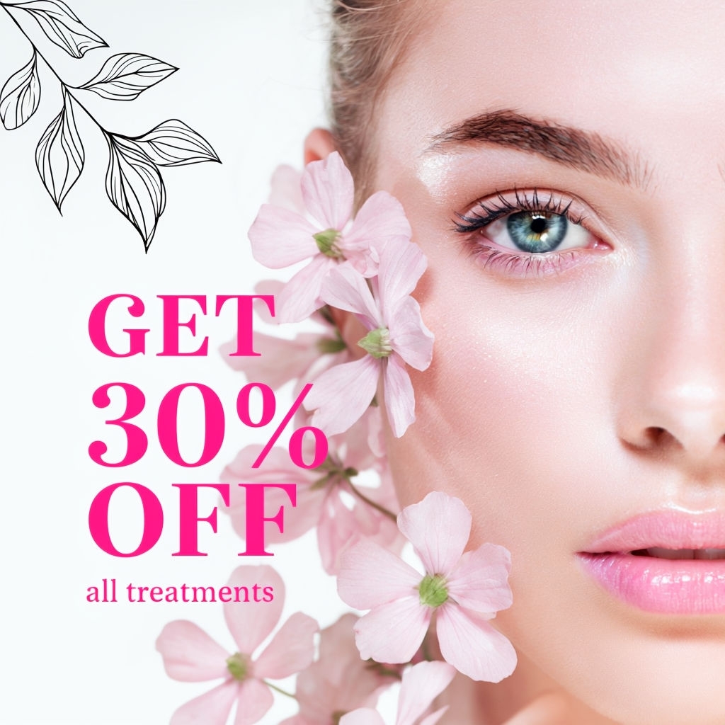 Elegant Eye-Catching Beauty Promotion with Floral Accents Social Media Post