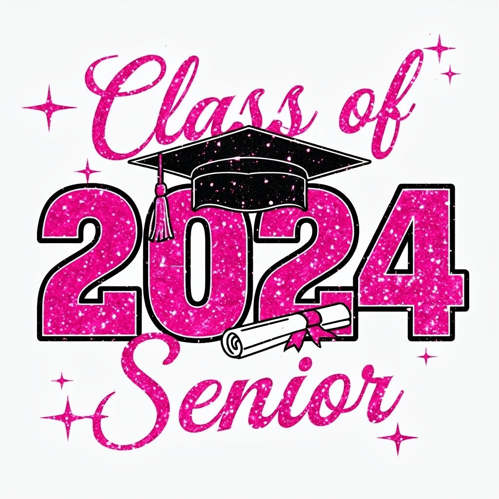 Glittery 2024 Graduation Class of Senior T-Shirt