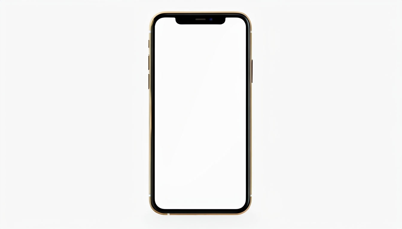 Sleek Gold iPhone Mockup on Pristine White Background Mockup