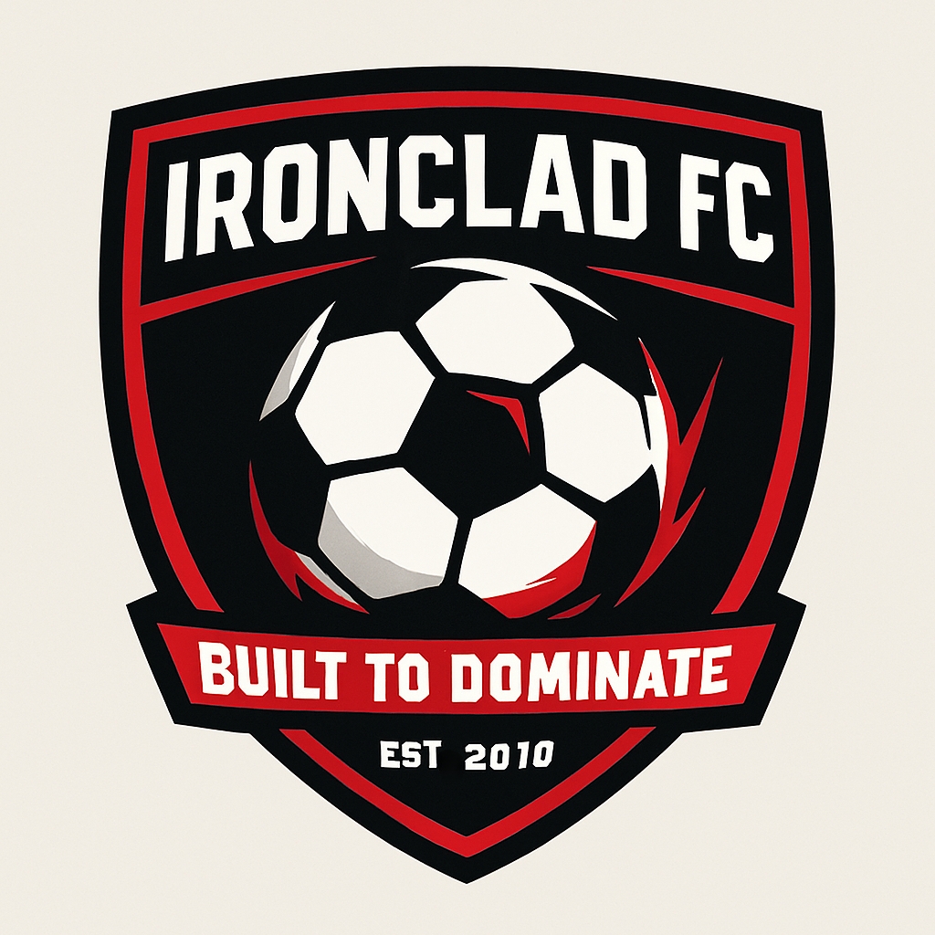 Dynamic Ironclad FC Sports Logo with Flame Elements for Team Logo