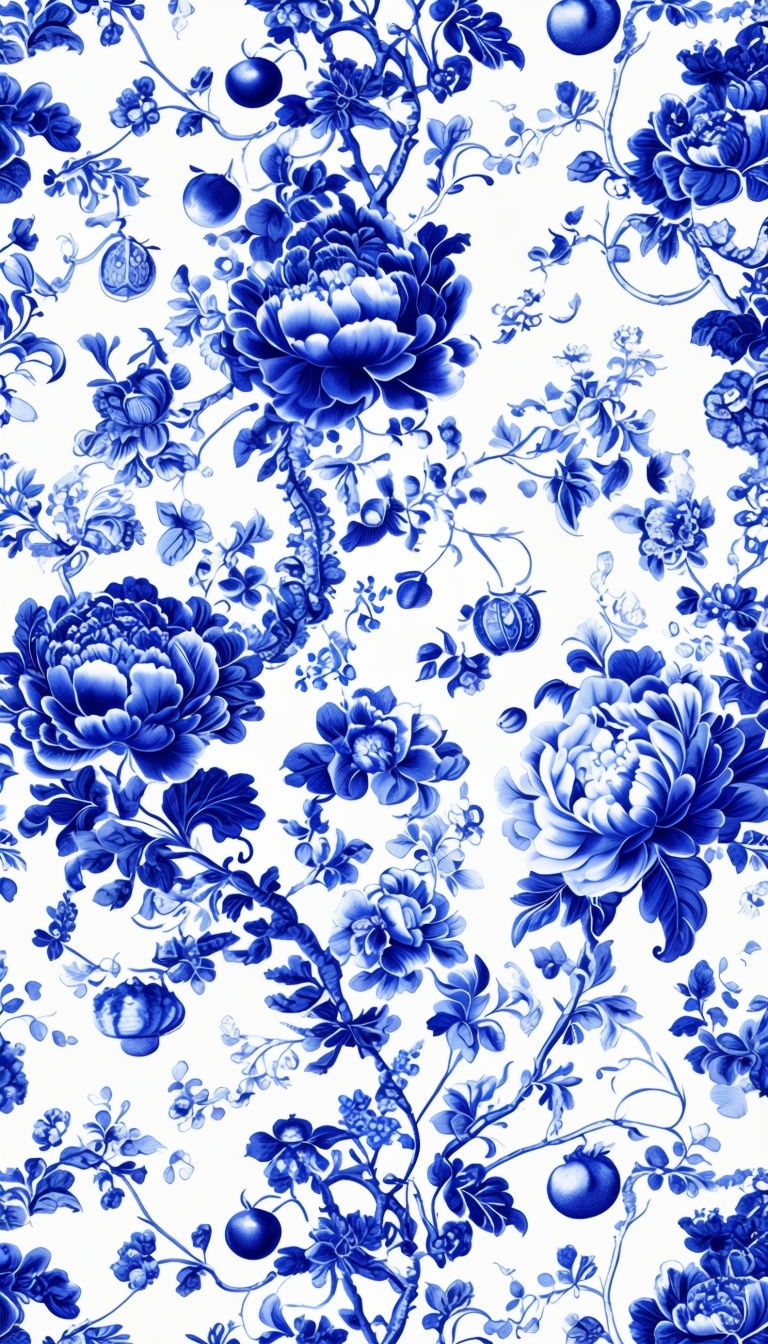 Intricate Blue Floral Pattern Design for Elegant Phone Case Cover