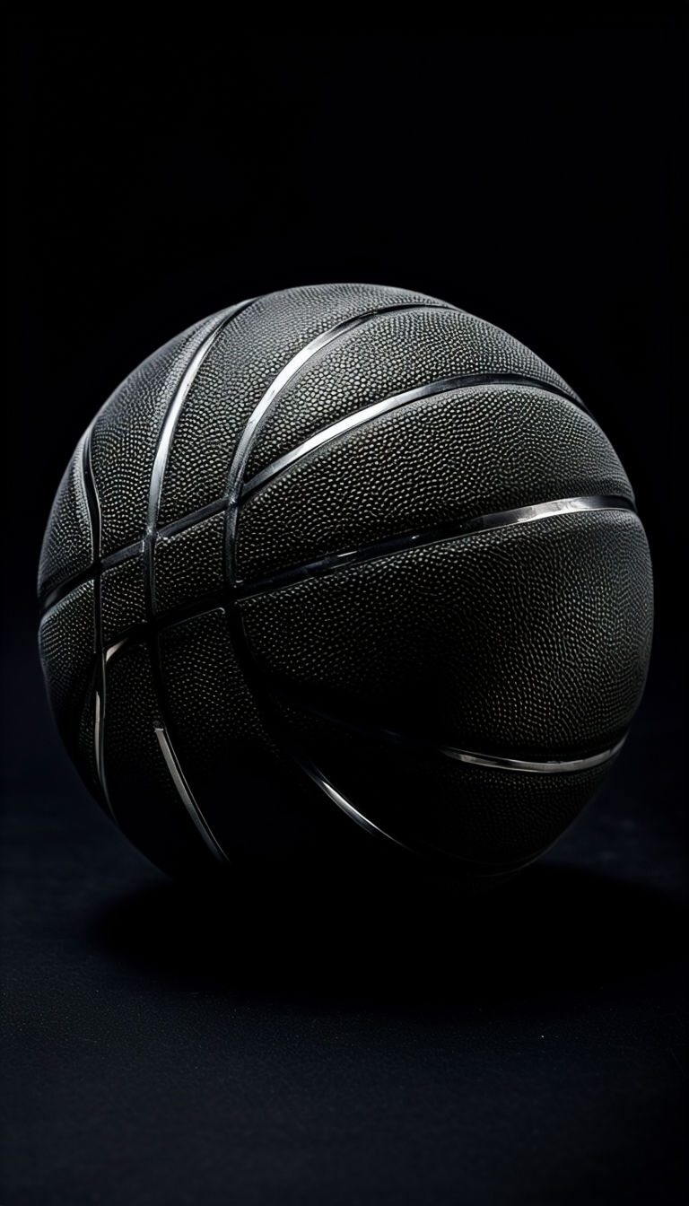 Striking Black Basketball Texture with Metallic Accents Mobile Wallpaper