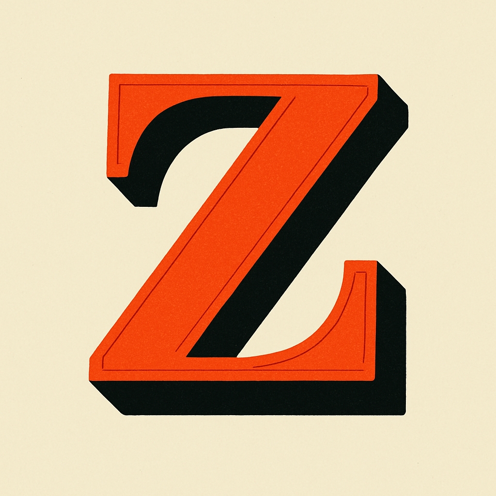 Burnt Orange Vintage Letter Z Monogram Design