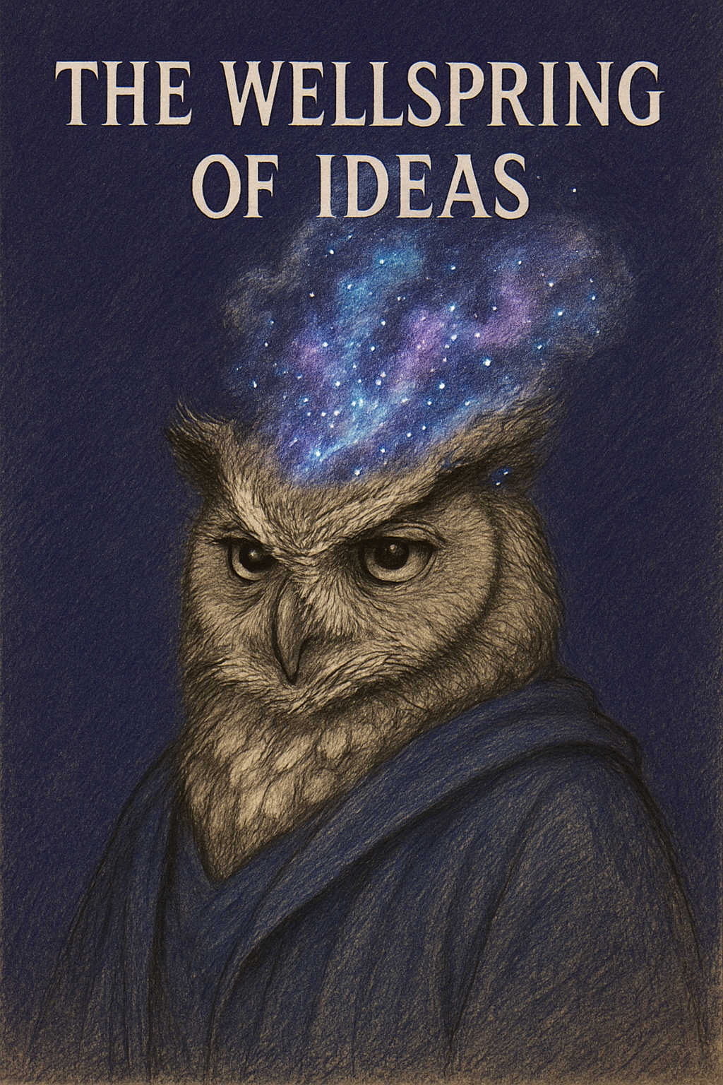 Mystical Owl Illustration with Galaxy Ideas Burst Art