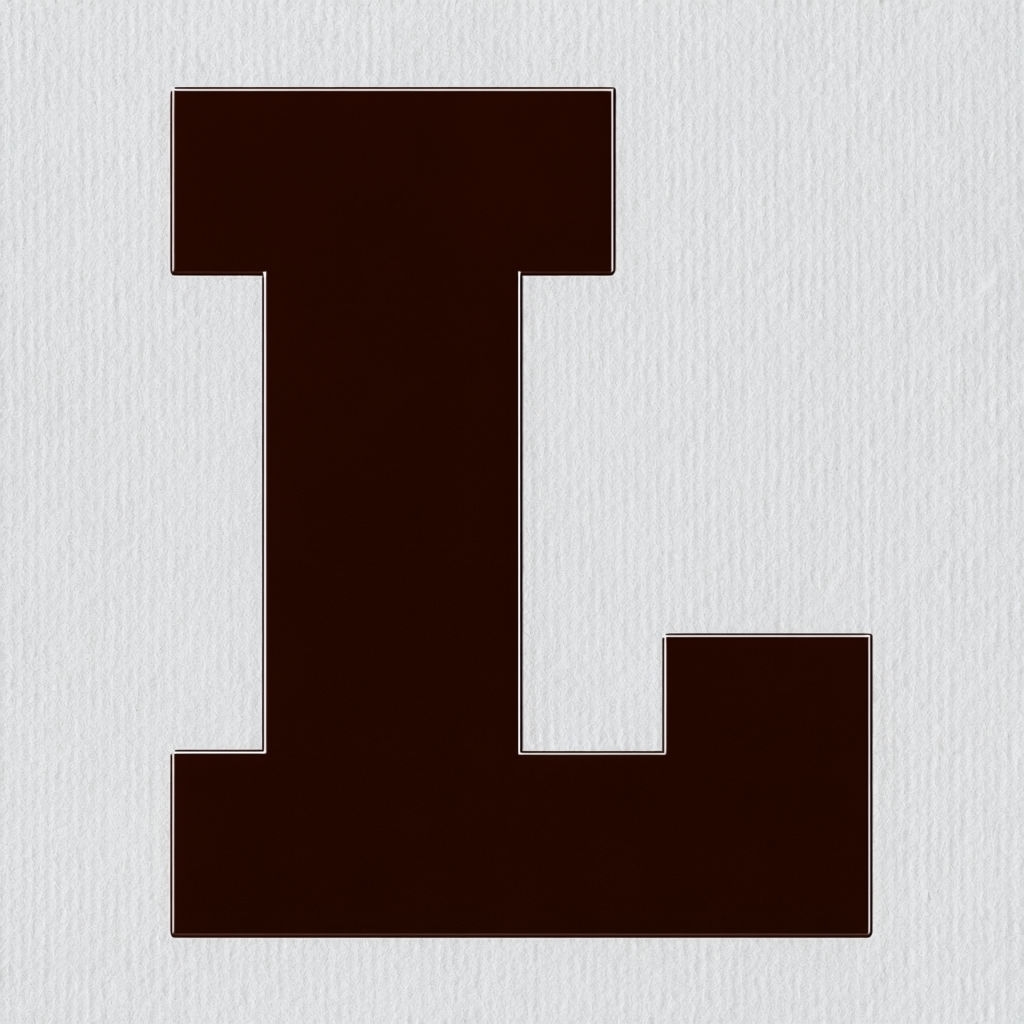 Bold Industrial Dark Brown Letter L on Light Gray Background Monogram