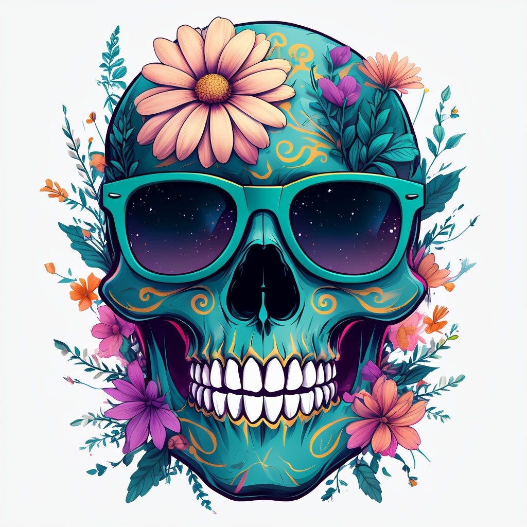 Skull with Floral Accents