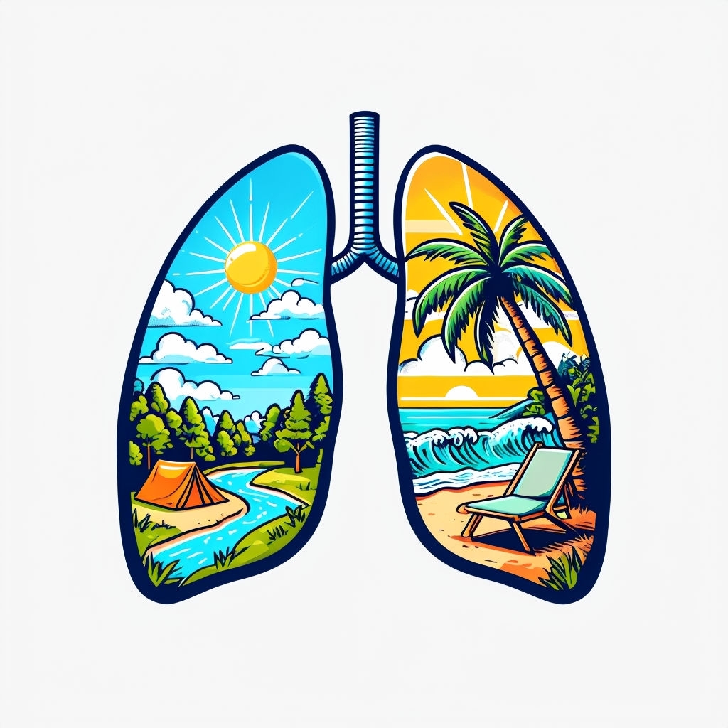 Vibrant Cartoon Lungs with Tropical and Outdoor Scenes T-Shirt