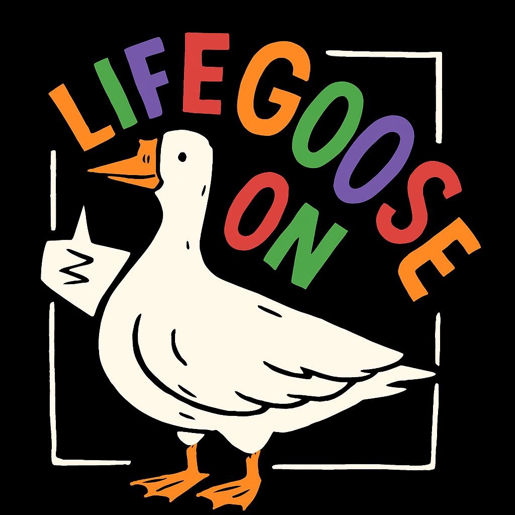 Playful Life Goose On Cartoon T-Shirt